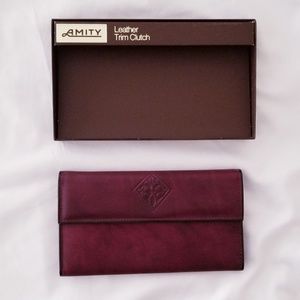NWT Vintage Amity Burgundy Brown Leather Wallet
